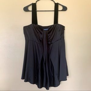 Vera Wang Simply Vera Black Satin Velvet Straps Tank Top Size 14.